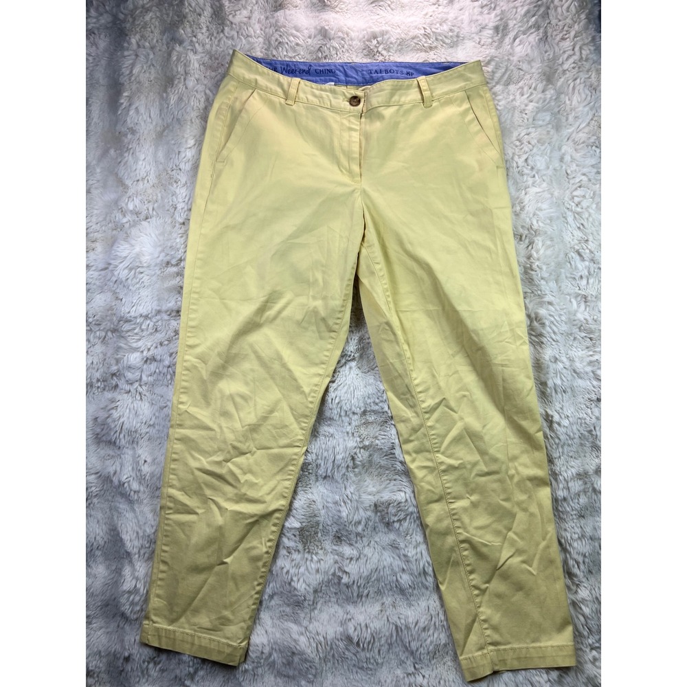 Talbots The Weekend Chino Pants Yellow Size 8P Petite Cotton Blend Casual. A40